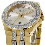 Bulova Crystal Collection Champagne Dial Two Tone Steel Strap Watch for Women - 98B174 Authentic Buy Shop Now