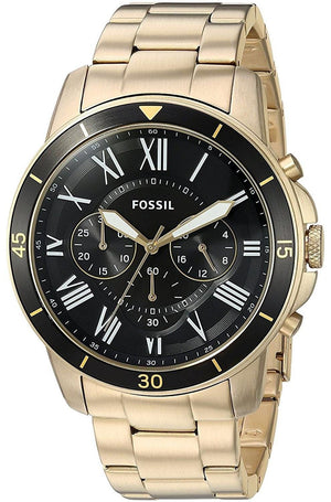 Fossil Inscription Automatic Black Dial Gold Steel Strap Watch for Men - FS5267 Authentic Buy Shop Now