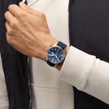 IWC Pilot's Automatic Chronograph 43mm Blue Dial Blue Calfskin Strap Watch for Men - IW377729 Authentic Buy Shop Now
