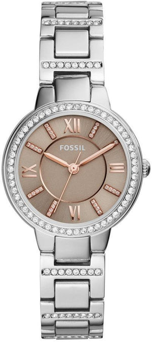 Fossil Virginia Taupe Dial Silver Steel Strap Watch for Women - ES4147 Authentic Buy Shop Now