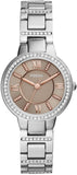 Fossil Virginia Taupe Dial Silver Steel Strap Watch for Women - ES4147 Authentic Buy Shop Now