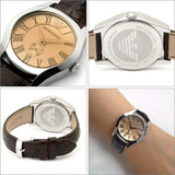 Emporio Armani Classic Quartz Beige Dial Brown Leather Strap Watch For Men - AR0646 Authentic Buy Shop Now