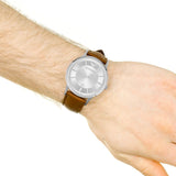 Emporio Armani Renato Silver Dial Brown Leather Strap Watch For Men - AR2463 Authentic Buy Shop Now