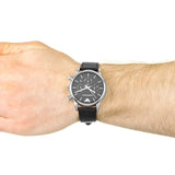 Emporio Armani Classic Chronograph Black Dial Black Leather Strap Watch For Men - AR1733 Authentic Buy Shop Now