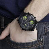Diesel Big Daddy Chronograph Black Dial Black Leather Strap Watch For Men - DZ7311 Authentic Buy Shop Now