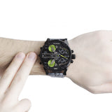 Diesel Big Daddy Chronograph Black Dial Black Leather Strap Watch For Men - DZ7311 Authentic Buy Shop Now