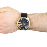 Diesel Mega Chief Chronograph Black Dial Black Leather Strap Watch For Men - DZ4344 Authentic Buy Shop Now