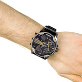 Diesel Mr Daddy 2.0 Chronograph Black Dial Black Leather Strap Watch For Men - DZ7348 Authentic Buy Shop Now