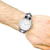 Burberry The Classic Horseferry Silver Dial Black Leather Strap Watch for Men - BU10002 Authentic Buy Shop Now