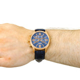 Hugo Boss Ambassador Chronograph Blue Dial Blue Leather Strap Watch For Men - HB1513320 Authentic Buy Shop Now