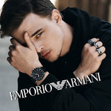Emporio Armani Mario Chronograph Black Dial Black Leather Strap Watch For Men - AR11243 Authentic Buy Shop Now