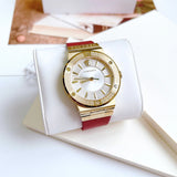 Versace Greca Silver Dial Red Leather Strap Watch for Women - VEVH00420 Authentic Buy Shop Now