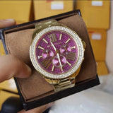 Michael Kors Wren Purple Dial Gold Steel Strap Watch for Women - MK6290 Authentic Buy Shop Now