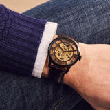 Fossil Townsman Automatic Skeleton Brown Dial Brown Leather Strap Watch for Men - ME3098 Authentic Buy Shop Now