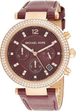 Michael Kors Parker Chronograph Red Dial Red Leather Strap Watch For Women - MK6986 Authentic Buy Shop Now