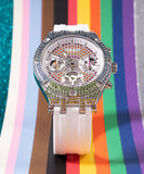 Guess Glitz Pride Limited Edition White Dial White Rubber Strap Watch for Women - GW0407L4 Authentic Buy Shop Now