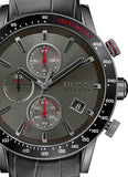 Hugo Boss Rafale Chronograph Grey Dial Black Leather Strap Watch For Men - HB1513445 Authentic Buy Shop Now