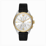 Emporio Armani Claudio Chronograph Silver Dial Black Leather Strap Watch For Men - AR11498 Authentic Buy Shop Now