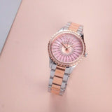Michael Kors Layton Three Hand Pink Dial Two Tone Steel Strap Watch For Women - MK6894 Authentic Buy Shop Now