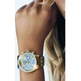 Guess Mini Sunrise Quartz Blue Dial Gold Steel Strap Watch For Women - W0448L6 Authentic Buy Shop Now