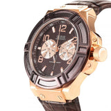 Guess Rigor Analog Brown Dial Brown Leather Strap Watch For Men - W0040G3 Authentic Buy Shop Now
