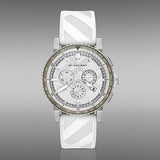 Burberry The City Chronograph Silver Dial White Rubber Strap Watch for Men - BU9810 Authentic Buy Shop Now