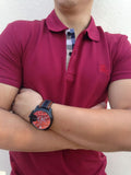 Diesel Mega Chief Quartz Black Dial Two Tone Leather Strap Watch For Men - DZ4305 Authentic Buy Shop Now