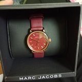 Marc Jacobs Baker Maroon Dial Maroon Leather Strap Watch for Women - MBM1271 Authentic Buy Shop Now