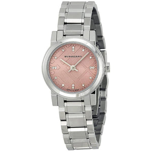 Burberry The City Diamonds Pink Dial Silver Steel Strap Watch for Women - BU9223 Authentic Buy Shop Now