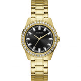 Guess Sparkler Diamonds Black Dial Gold Steel Strap Watch for Women - GW0111L2 Authentic Buy Shop Now