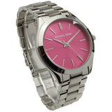 Michael Kors Slim Runway Quartz Pink Dial Silver Steel Strap Watch For Women - MK3291 Authentic Buy Shop Now