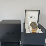 Hugo Boss Navigator Black Dial Gold Steel Strap Watch for Men - 1513531 Authentic Buy Shop Now
