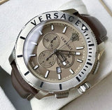 Versace Casual Chronograph Grey Dial Brown Leather Strap Watch for Men - VERG001-18 Authentic Buy Shop Now