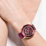 Swarovski Octea Lux Chrono Red Dial Red Leather Strap Watch for Women - 5547642 Authentic Buy Shop Now