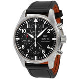 IWC Pilot's Watch Chronograph Black Dial Black Leather Strap Watch for Men - IW377709 Authentic Buy Shop Now