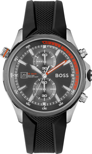 Hugo Boss Globetrotter Grey Dial Black Silicone Strap Watch for Men - 1513931 Authentic Buy Shop Now