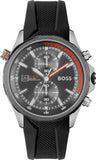 Hugo Boss Globetrotter Grey Dial Black Silicone Strap Watch for Men - 1513931 Authentic Buy Shop Now