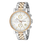 Fossil Boyfriend Chronograph White Dial Two Tone Steel Strap Watch for Women - ES3840 Authentic Buy Shop Now