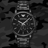 Emporio Armani Luigi Chronograph Black Dial Black Steep Strap Watch For Men - AR11045 Authentic Buy Shop Now