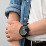 Diesel Mega Chief Chronograph Black Dial Black Steel Strap Watch For Men - DZ4355 Authentic Buy Shop Now
