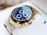 Versace V-Ray Chronograph Quartz Blue Dial Two Tone Steel Strap Watch For Men - VE2I01021 Authentic Buy Shop Now