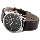 Hugo Boss Time One Black Dial Brown Leather Strap Watch for Men - 1513448 Authentic Buy Shop Now