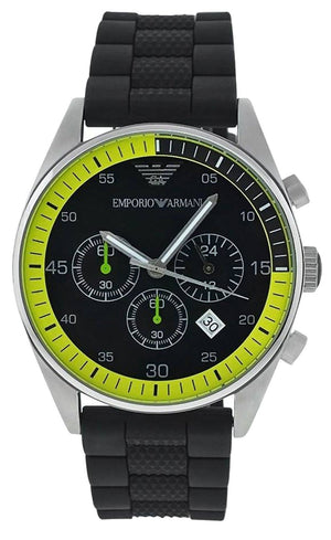 Emporio Armani Chronograph Black Dial Black Rubber Strap Watch For Men - AR5865 Authentic Buy Shop Now