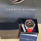 Tommy Hilfiger Decker Quartz Black Dial Red Rubber Strap Watch for Men - 1791351 Authentic Buy Shop Now