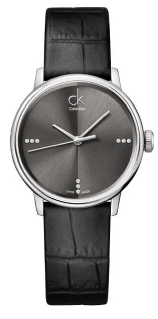 Calvin Klein Accent Black Dial Black Leather Strap Watch for Men - K2Y2X1CU Authentic Buy Shop Now