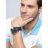 Diesel Uber Chief Oversized 4 Time Black Dial Leather Strap Watch For Men - DZ7376 Authentic Buy Shop Now