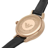Emporio Armani Cleo Three-Hand Mother of Pearl Dial Black Leather Strap Watch For Women - AR11485 Authentic Buy Shop Now