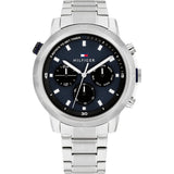 Tommy Hilfiger Troy Chronograph Blue Dial Silver Steel Strap Watch For Men - 1792104 Authentic Buy Shop Now