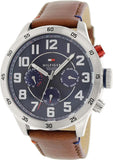 Tommy Hilfiger Trent Quartz Blue Dial Brown Leather Strap Watch for Men - 1791066 Authentic Buy Shop Now