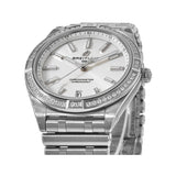 Breitling Chronomat Automatic 36 Diamonds White Dial Silver Steel Strap Watch for Women - A10380591A1A1 Authentic Buy Shop Now